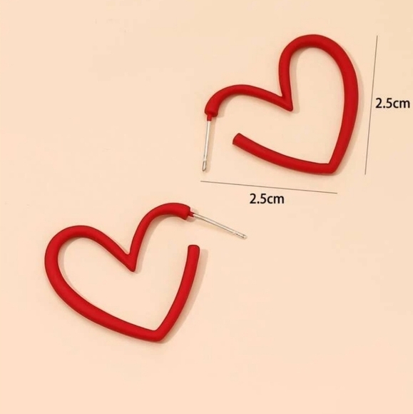 LAST ONE HEART HOOP HEART S Dangle Heart Earrings Valentines Day Earrings Hoop - Picture 3 of 4